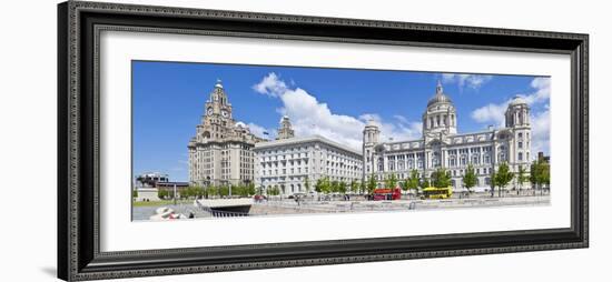 Pierhead Three Graces Buildings, Liverpool Waterfront, UNESCO Site, Liverpool, England, UK-Neale Clark-Framed Photographic Print