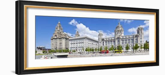 Pierhead Three Graces Buildings, Liverpool Waterfront, UNESCO Site, Liverpool, England, UK-Neale Clark-Framed Photographic Print