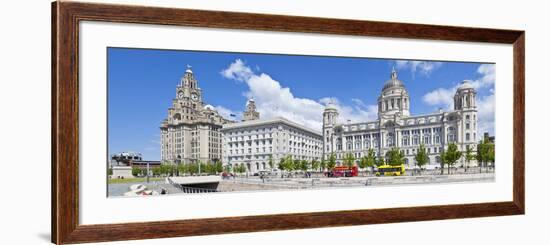 Pierhead Three Graces Buildings, Liverpool Waterfront, UNESCO Site, Liverpool, England, UK-Neale Clark-Framed Photographic Print