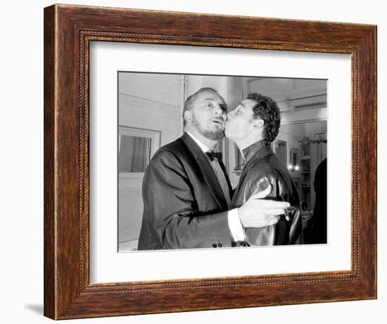 Pierre and Claude Brasseur Kissing-Marcel Begoin-Framed Photographic Print