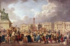 Execution by Guillotine in Paris During the French Revolution, 1790S (1793-180)-Pierre Antoine De Machy-Mounted Giclee Print