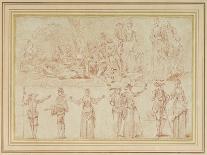 Two Fetes Galantes and Studies of Single Figures and Pairs (Red Chalk on Paper)-Pierre-Antoine Quillard-Giclee Print