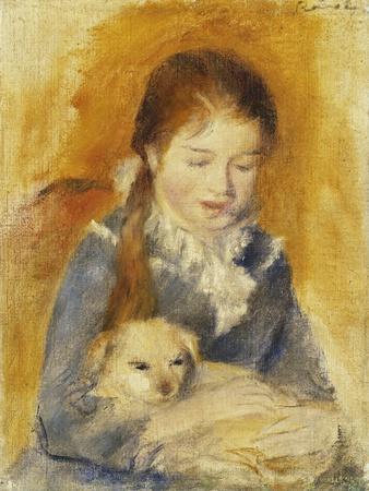 Young Girl with a Dog (1888) by Pierre-Auguste Renoir – Artchive