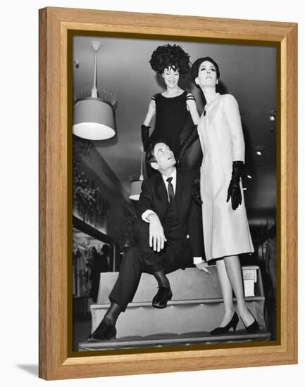 Pierre Cardin, Italian-Born French Fashion Designer, with Models at Bonwit Teller-null-Framed Stretched Canvas