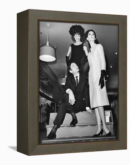 Pierre Cardin, Italian-Born French Fashion Designer, with Models at Bonwit Teller-null-Framed Stretched Canvas