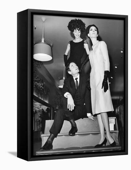 Pierre Cardin, Italian-Born French Fashion Designer, with Models at Bonwit Teller-null-Framed Stretched Canvas