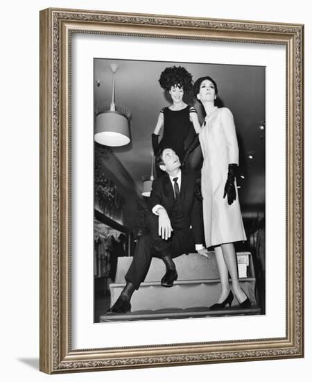 Pierre Cardin, Italian-Born French Fashion Designer, with Models at Bonwit Teller-null-Framed Photo