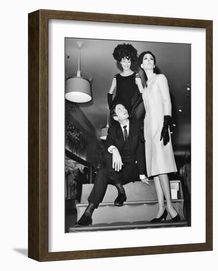 Pierre Cardin, Italian-Born French Fashion Designer, with Models at Bonwit Teller-null-Framed Photo