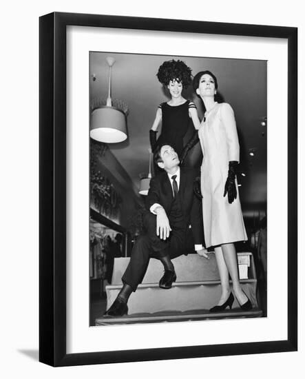 Pierre Cardin, Italian-Born French Fashion Designer, with Models at Bonwit Teller-null-Framed Photo