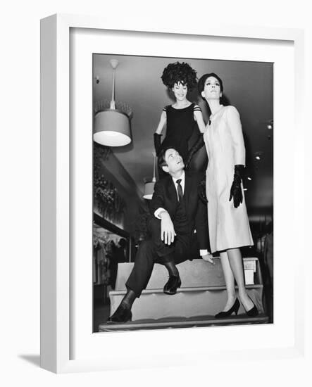 Pierre Cardin, Italian-Born French Fashion Designer, with Models at Bonwit Teller-null-Framed Photo