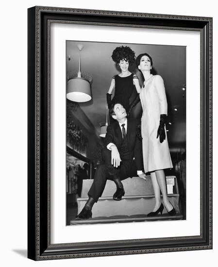 Pierre Cardin, Italian-Born French Fashion Designer, with Models at Bonwit Teller-null-Framed Photo