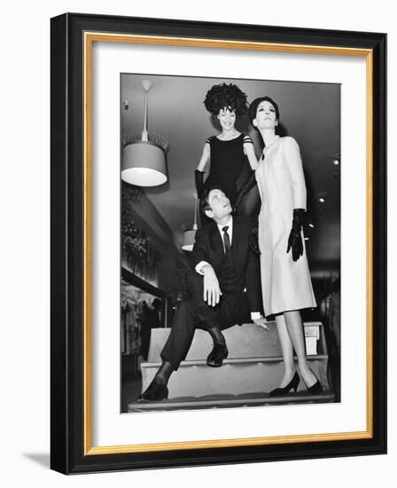 Pierre Cardin, Italian-Born French Fashion Designer, with Models at Bonwit Teller-null-Framed Photo