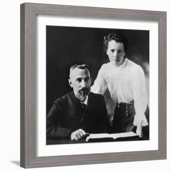 Pierre Curie and Marie Sklodowska Curie (1867-1934), C. 1903-null-Framed Premium Photographic Print