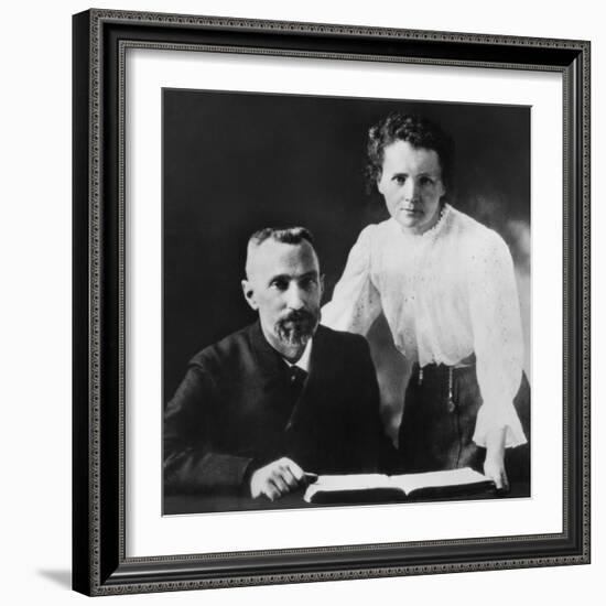 Pierre Curie and Marie Sklodowska Curie (1867-1934), C. 1903-null-Framed Premium Photographic Print