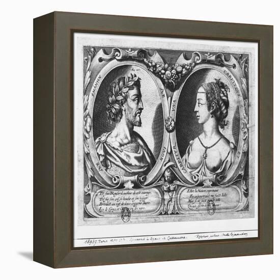 Pierre De Ronsard, Aged 27 and Cassandre Salviati (Engraving) (B/W Photo)-Claude Mellan-Framed Premier Image Canvas