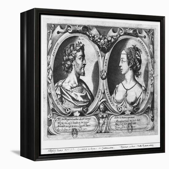 Pierre De Ronsard, Aged 27 and Cassandre Salviati (Engraving) (B/W Photo)-Claude Mellan-Framed Premier Image Canvas