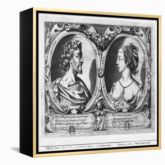 Pierre De Ronsard, Aged 27 and Cassandre Salviati (Engraving) (B/W Photo)-Claude Mellan-Framed Premier Image Canvas