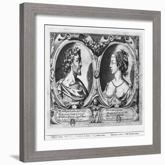 Pierre De Ronsard, Aged 27 and Cassandre Salviati (Engraving) (B/W Photo)-Claude Mellan-Framed Giclee Print