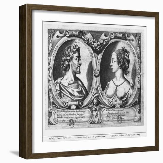 Pierre De Ronsard, Aged 27 and Cassandre Salviati (Engraving) (B/W Photo)-Claude Mellan-Framed Giclee Print