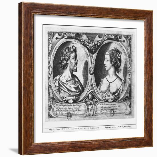 Pierre De Ronsard, Aged 27 and Cassandre Salviati (Engraving) (B/W Photo)-Claude Mellan-Framed Giclee Print