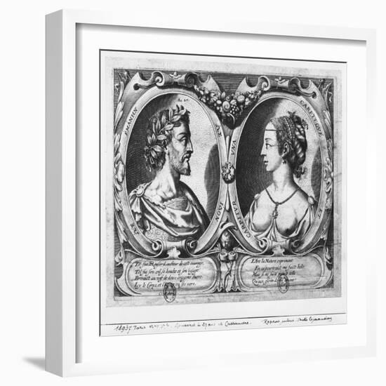 Pierre De Ronsard, Aged 27 and Cassandre Salviati (Engraving) (B/W Photo)-Claude Mellan-Framed Giclee Print