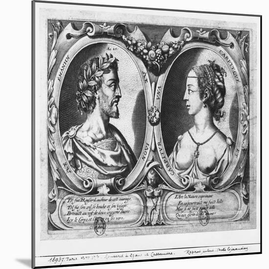 Pierre De Ronsard, Aged 27 and Cassandre Salviati (Engraving) (B/W Photo)-Claude Mellan-Mounted Giclee Print