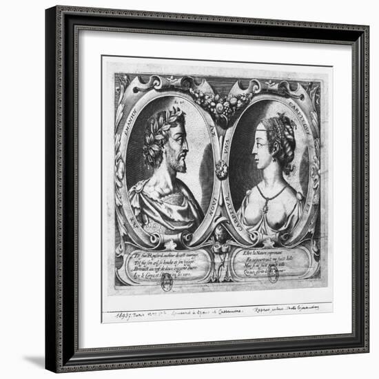 Pierre De Ronsard, Aged 27 and Cassandre Salviati (Engraving) (B/W Photo)-Claude Mellan-Framed Giclee Print