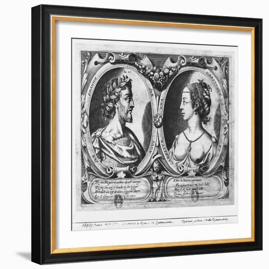 Pierre De Ronsard, Aged 27 and Cassandre Salviati (Engraving) (B/W Photo)-Claude Mellan-Framed Giclee Print