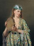 Portrait of a Lady of the Court Playing the Tambourine, Second Half of the 19th C-Pierre Désiré Guillemet-Framed Giclee Print