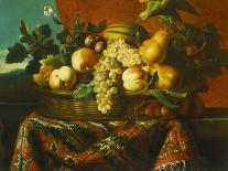 Fruit in a Wicker Basket with Figs on a Plinth-Pierre Dupuis-Giclee Print