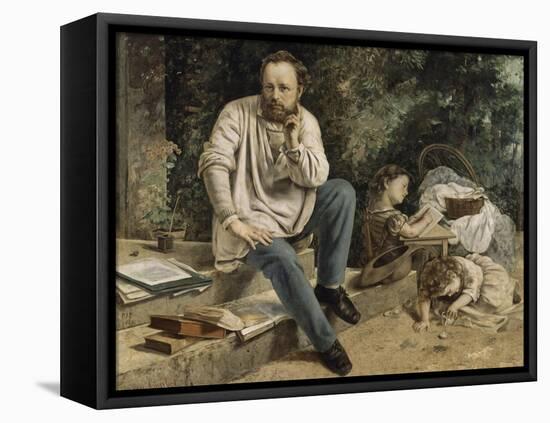 Pierre-Joseph Proudhon et ses enfants en 1853-Gustave Courbet-Framed Premier Image Canvas