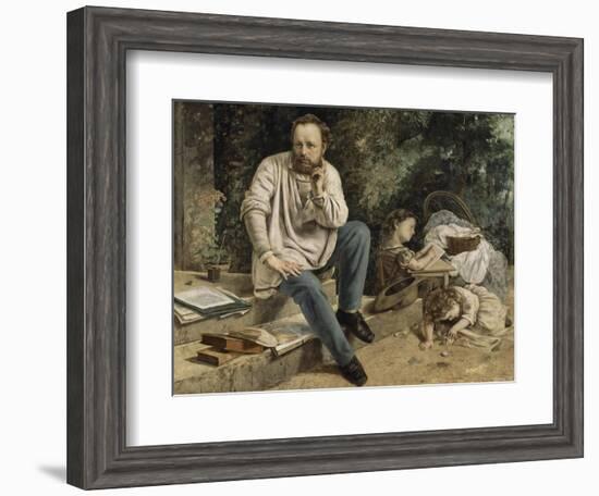 Pierre-Joseph Proudhon et ses enfants en 1853-Gustave Courbet-Framed Giclee Print