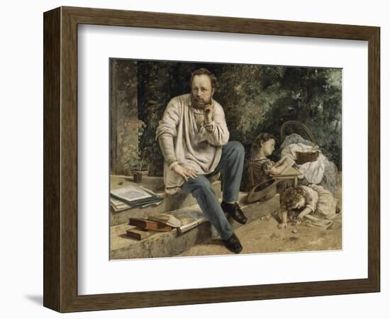 Pierre-Joseph Proudhon et ses enfants en 1853-Gustave Courbet-Framed Giclee Print