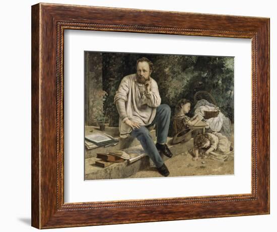 Pierre-Joseph Proudhon et ses enfants en 1853-Gustave Courbet-Framed Giclee Print