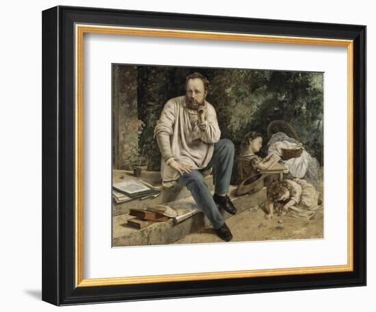 Pierre-Joseph Proudhon et ses enfants en 1853-Gustave Courbet-Framed Giclee Print