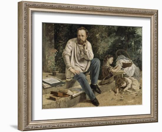 Pierre-Joseph Proudhon et ses enfants en 1853-Gustave Courbet-Framed Giclee Print