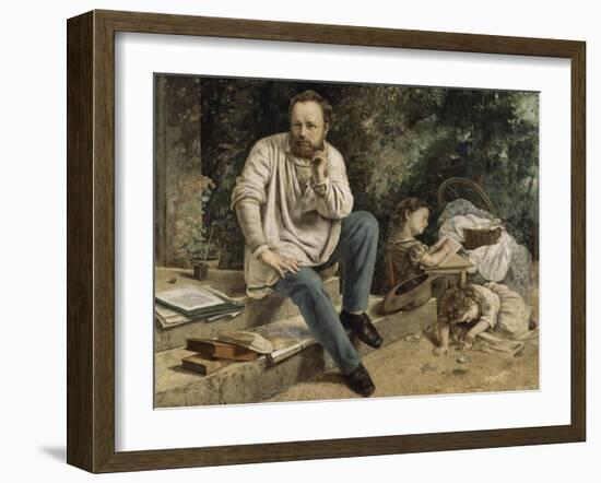 Pierre-Joseph Proudhon et ses enfants en 1853-Gustave Courbet-Framed Giclee Print