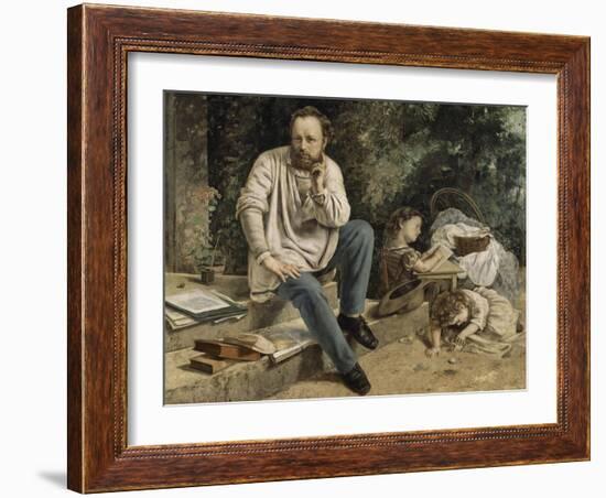 Pierre-Joseph Proudhon et ses enfants en 1853-Gustave Courbet-Framed Giclee Print