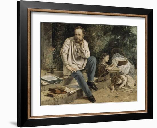 Pierre-Joseph Proudhon et ses enfants en 1853-Gustave Courbet-Framed Giclee Print