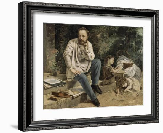 Pierre-Joseph Proudhon et ses enfants en 1853-Gustave Courbet-Framed Giclee Print