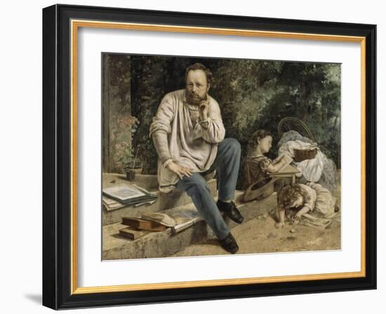 Pierre-Joseph Proudhon et ses enfants en 1853-Gustave Courbet-Framed Giclee Print