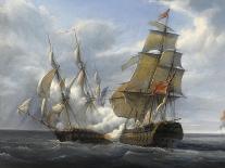 Combat naval entre les frégates françaises la Nymphe et l'Amphitrite commandées par le vicomte de-Pierre Julien Gilbert-Framed Giclee Print