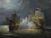 Combat de frégate française Canonnière contre vaisseau anglais Tremendous, 21 avril 1806-Pierre Julien Gilbert-Framed Giclee Print