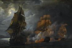 Combat naval entre les frégates françaises la Nymphe et l'Amphitrite commandées par le vicomte de-Pierre Julien Gilbert-Framed Giclee Print