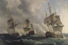 Combat de frégate française Canonnière contre vaisseau anglais Tremendous, 21 avril 1806-Pierre Julien Gilbert-Giclee Print