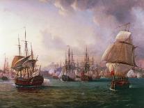 Naval Battle of Port Praya Between British and French Fleets Off Island of Santiago, Cape Verde-Pierre-Julien Gilbert-Framed Giclee Print