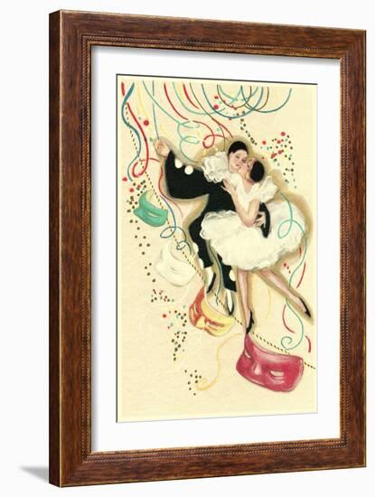 Pierrot and Ballerina with Confetti-null-Framed Art Print