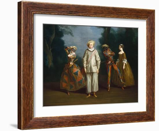 Pierrot and Harlequin-Philippe Mercier-Framed Art Print