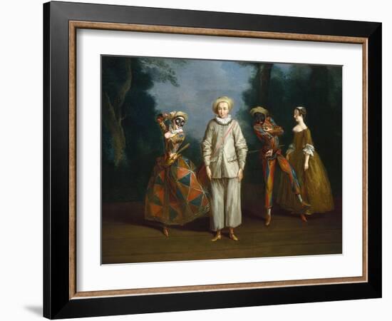 Pierrot and Harlequin-Philippe Mercier-Framed Art Print