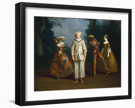 Pierrot and Harlequin-Philippe Mercier-Framed Art Print